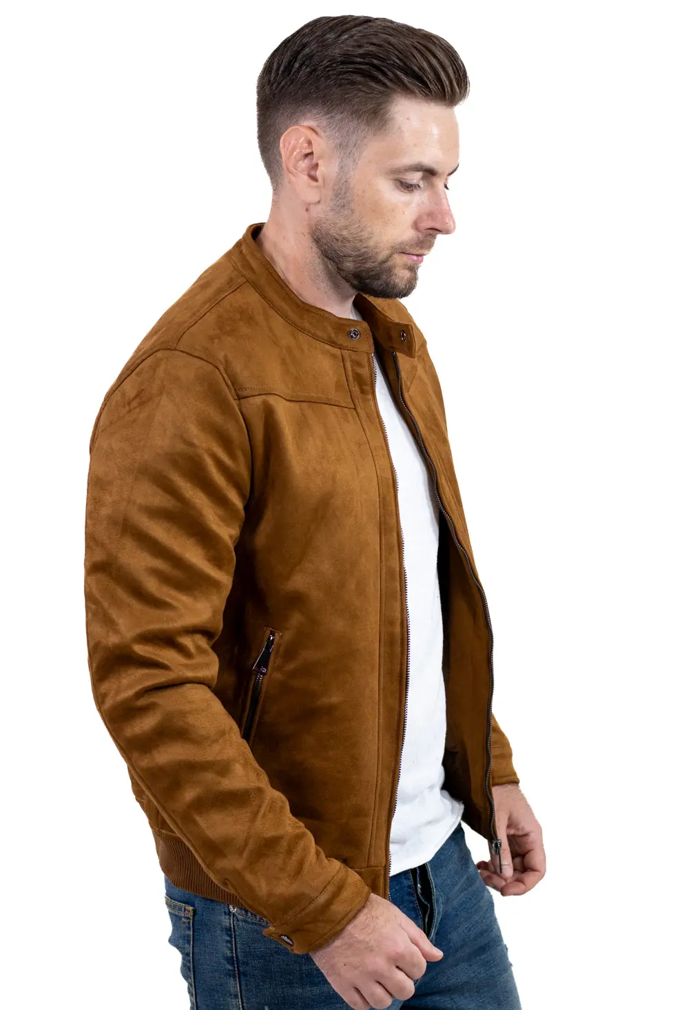 Geacă din piele întoarsă ecologică pentru bărbați – Maxwear [4]