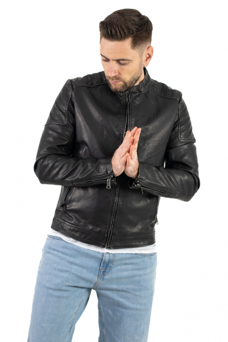 Geaca eco-piele neagra vintage [9]