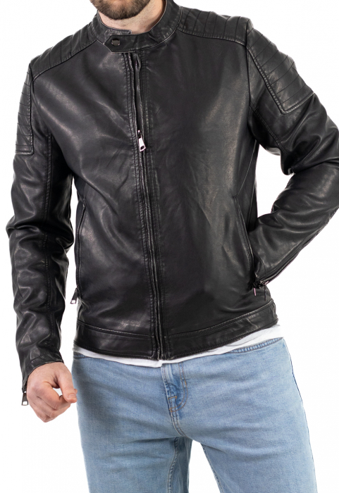 Geaca eco-piele neagra vintage [8]