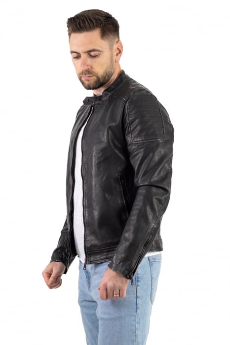 Geaca eco-piele neagra vintage [2]