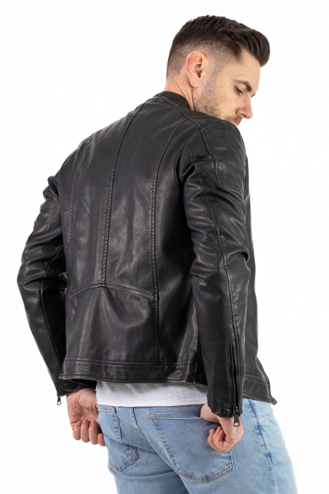 Geaca eco-piele neagra vintage [7]