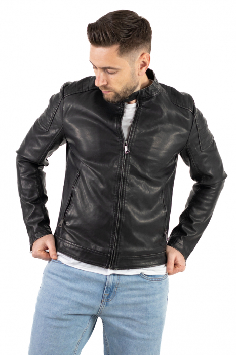 Geaca eco-piele neagra vintage [3]