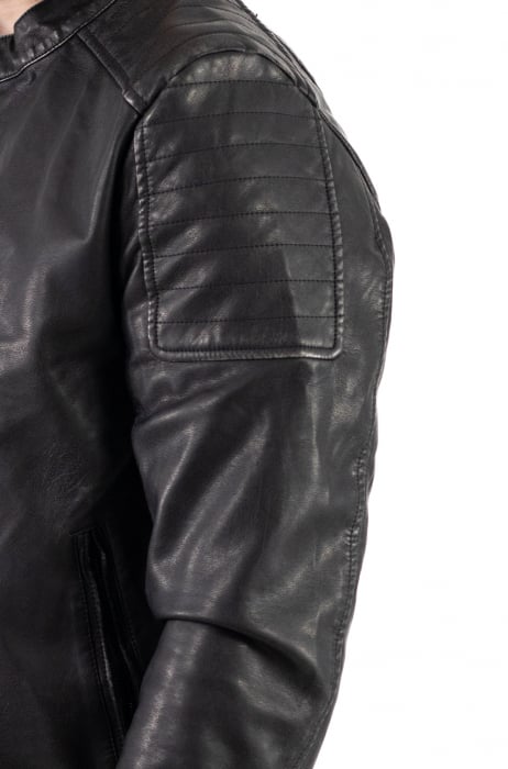 Geaca eco-piele neagra vintage [4]