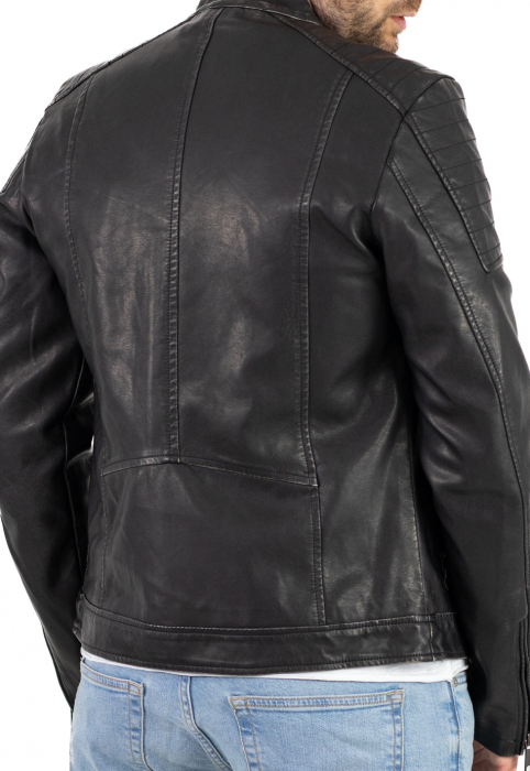 Geaca eco-piele neagra vintage [6]