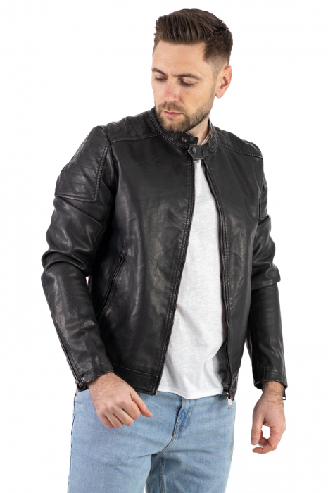 Geaca eco-piele neagra vintage [11]