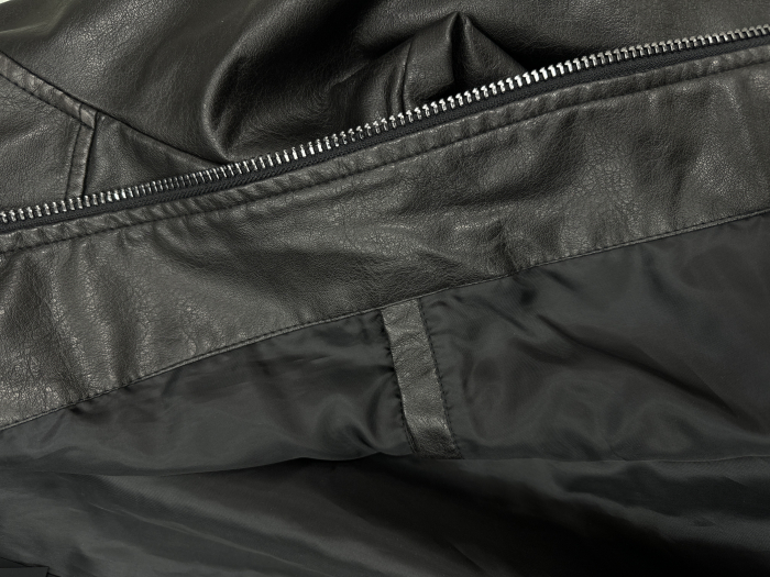 Geaca eco-piele neagra - guler cu rever [2]