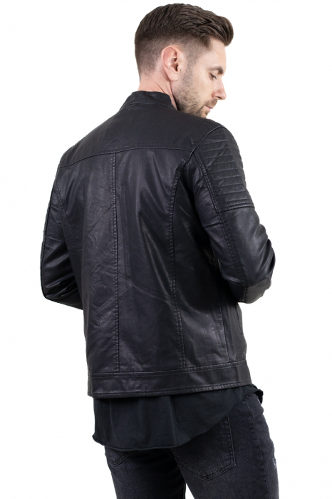Geaca eco-piele neagra cu fermoare [6]