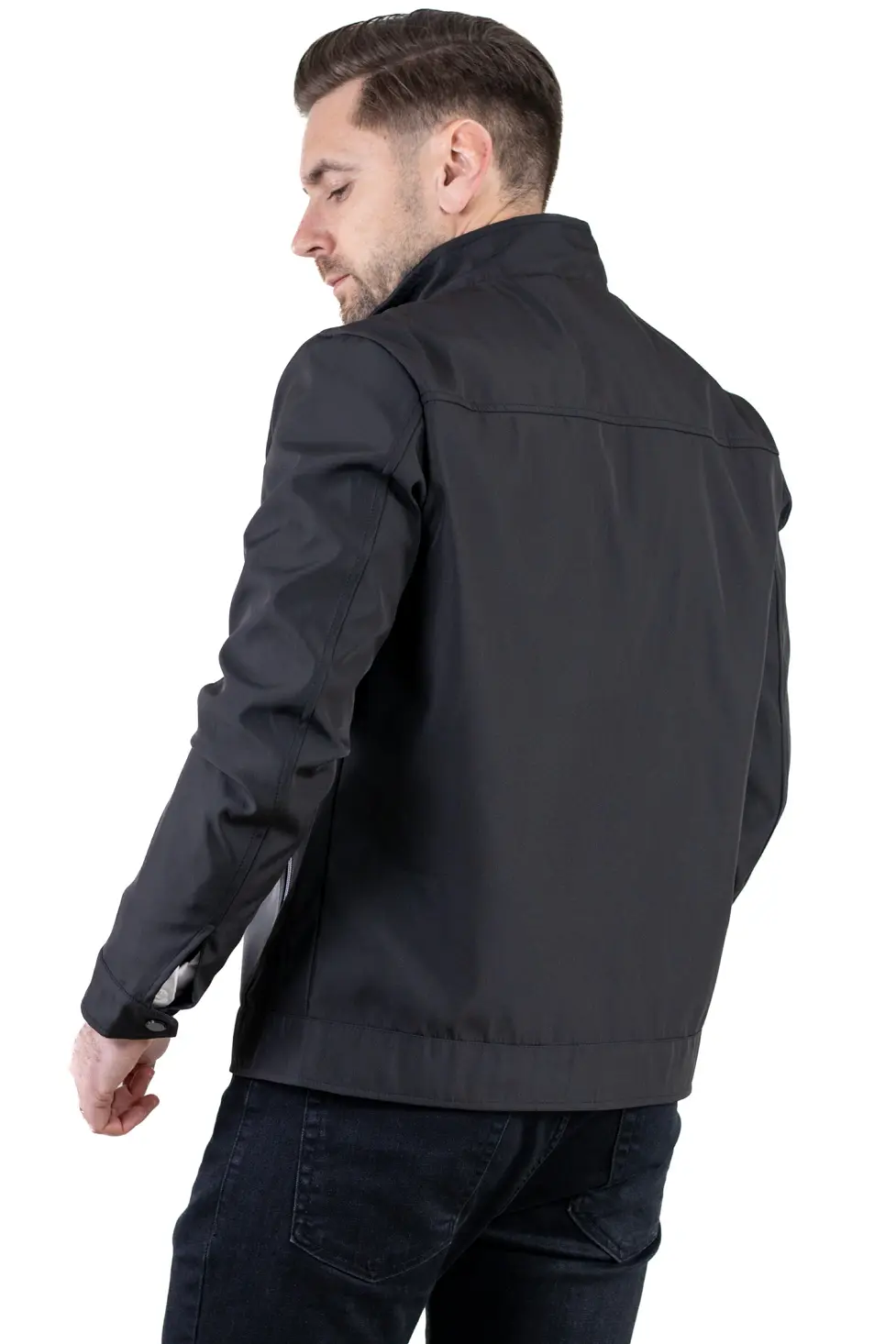 Geaca eleganta de primavara regular fit neagra [9]