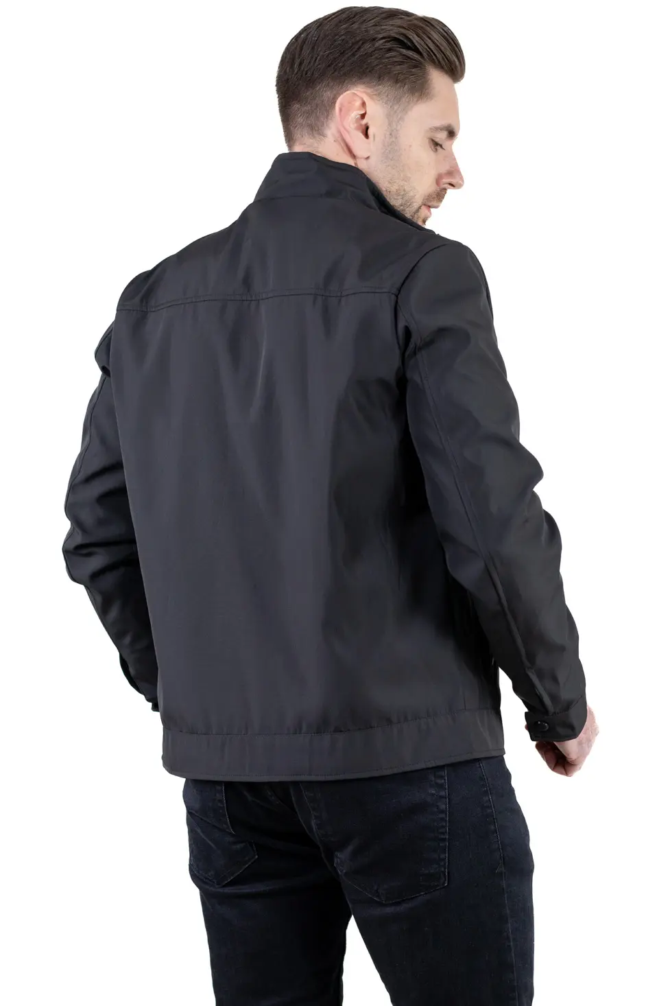 Geaca eleganta de primavara regular fit neagra [8]