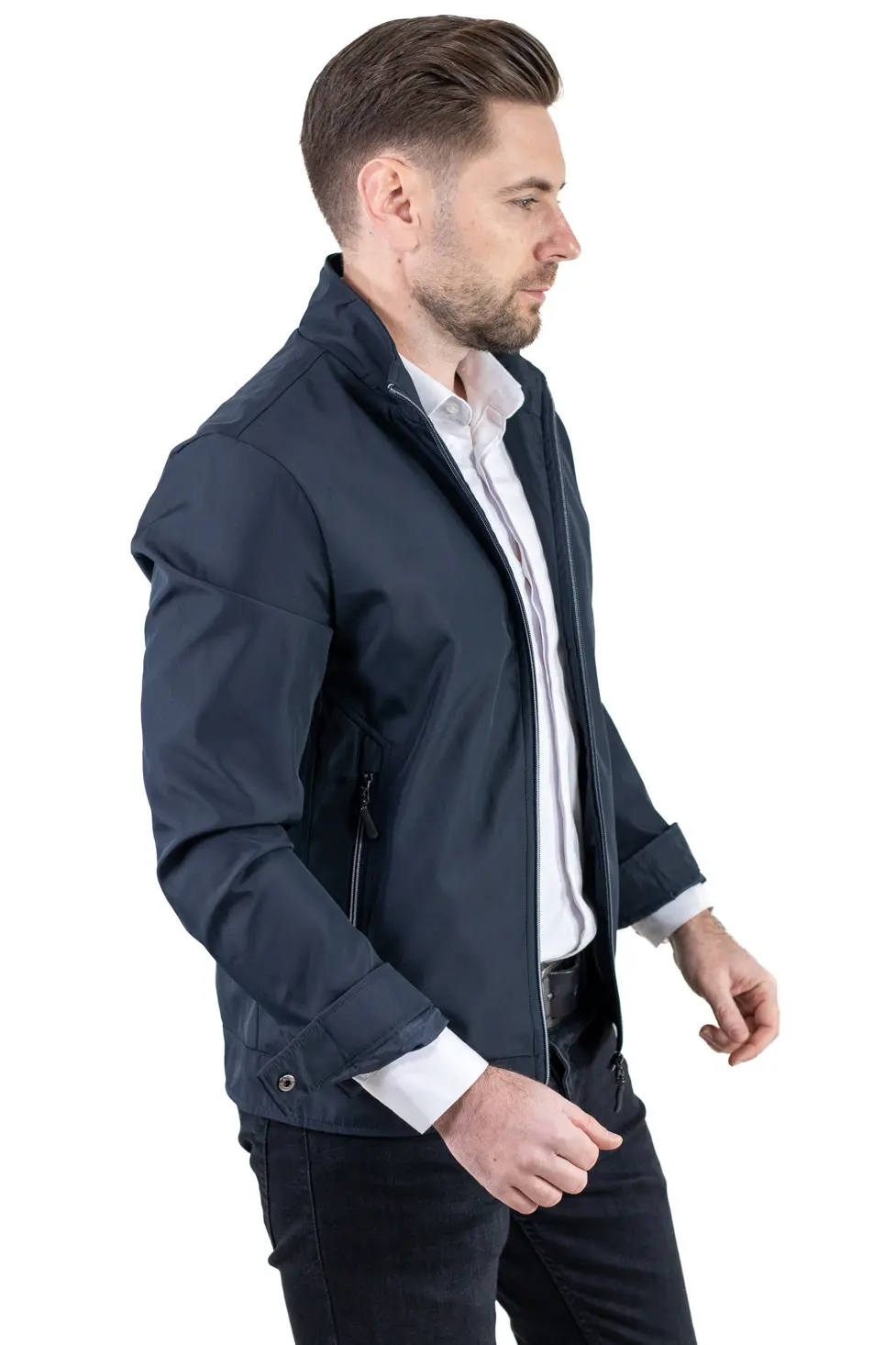 Geaca eleganta de primavara regular fit bleumarin [4]