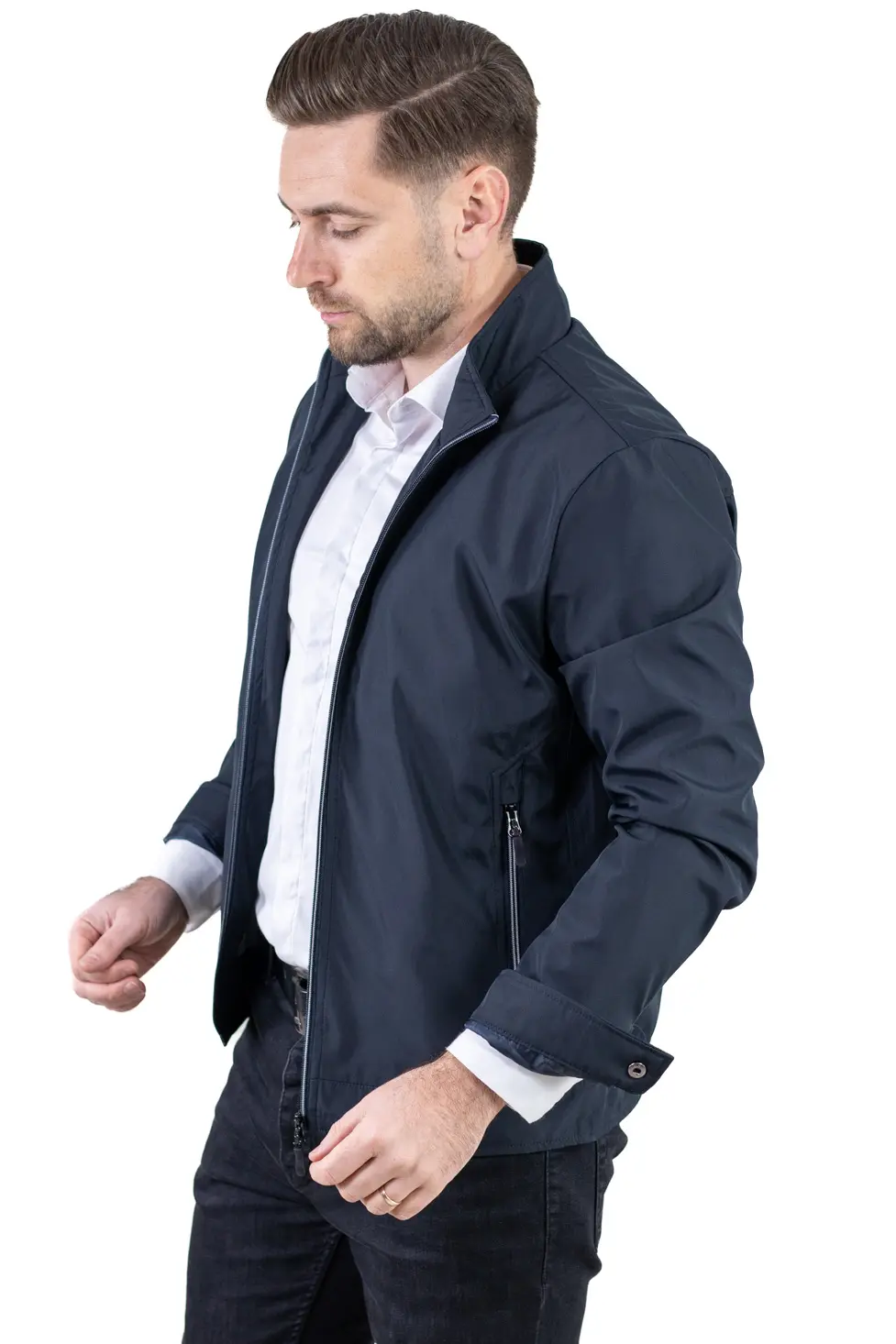 Geaca eleganta de primavara regular fit bleumarin [3]