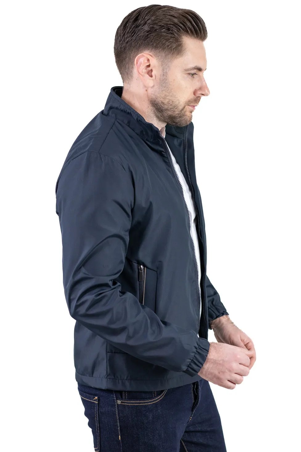 Geaca eleganta usoara regular fit bleumarin [4]