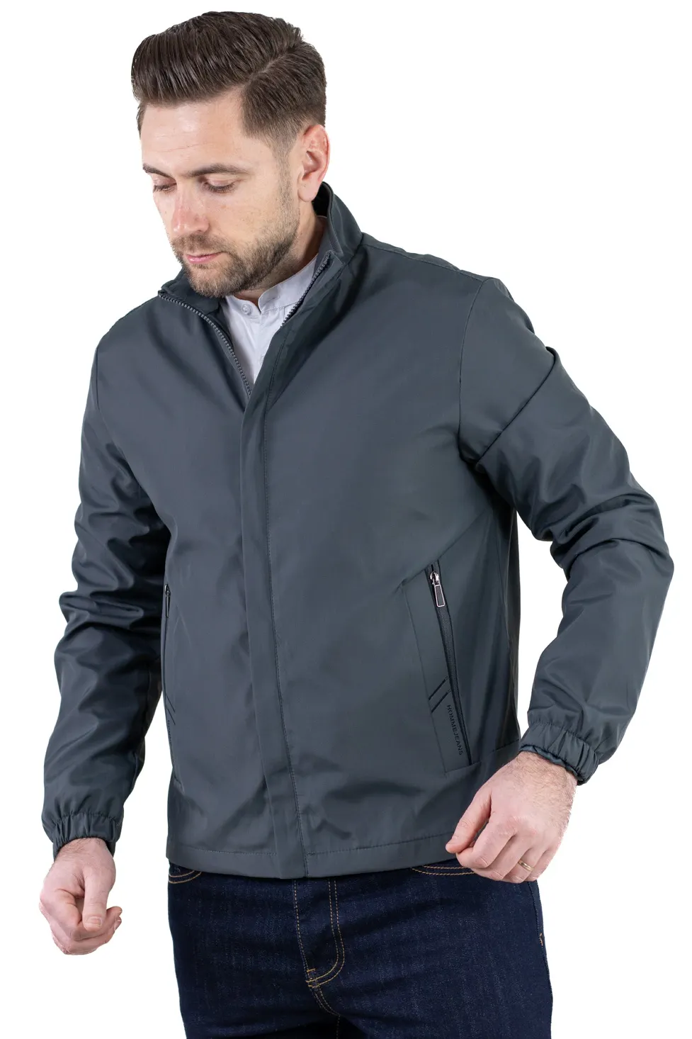 Geaca eleganta usoara regular fit gri inchis [10]