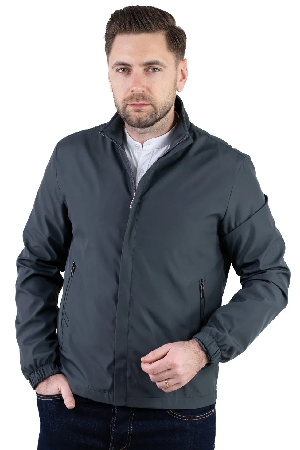 Geaca eleganta usoara regular fit gri inchis [11]