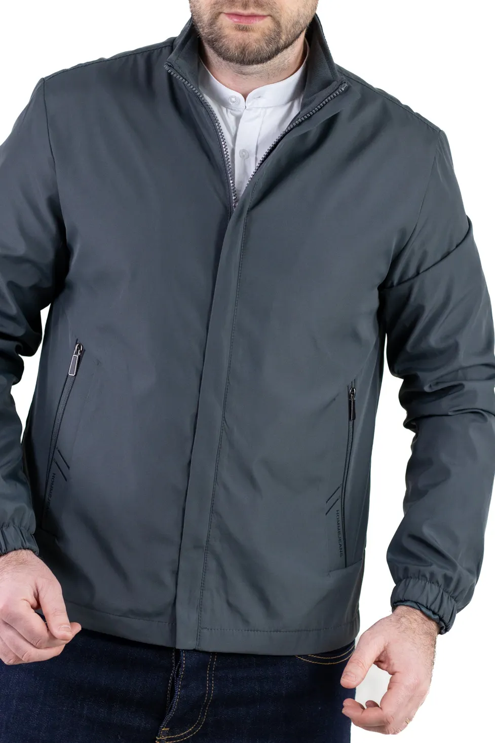 Geaca eleganta usoara regular fit gri inchis [7]