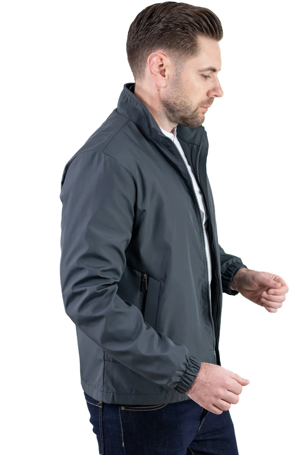 Geaca eleganta usoara regular fit gri inchis [4]