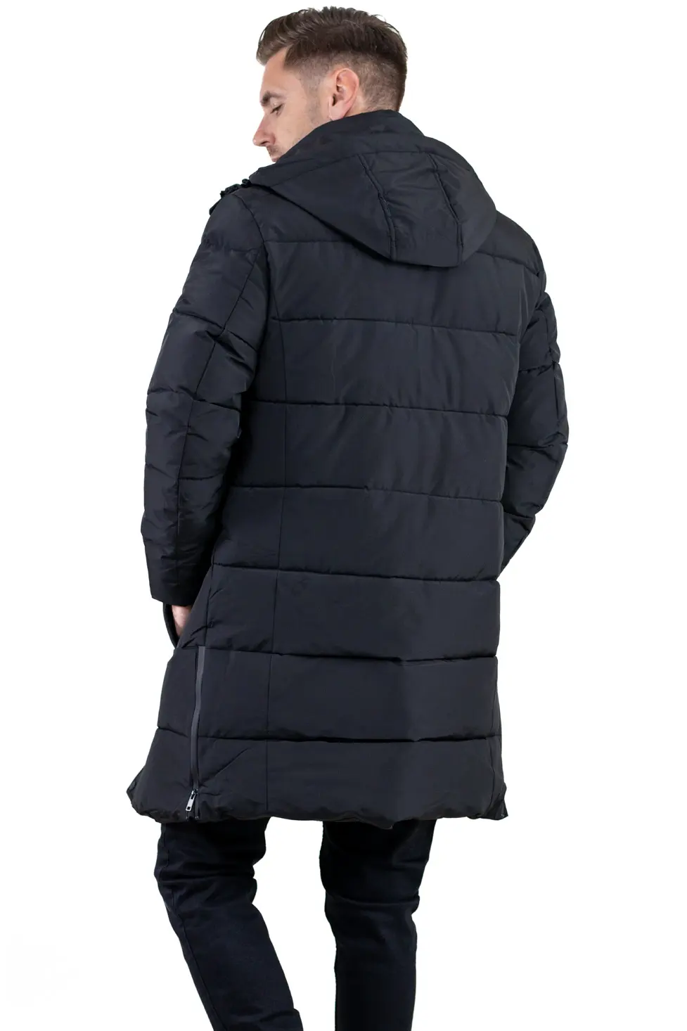 Geacă neagră groasă lungă de iarnă bărbați [2]