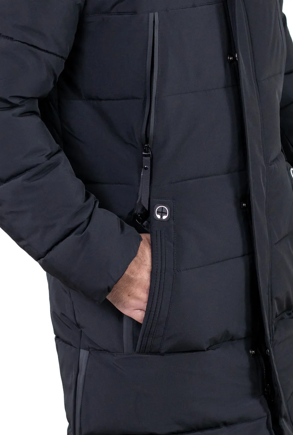 Geacă neagră groasă lungă de iarnă bărbați [5]