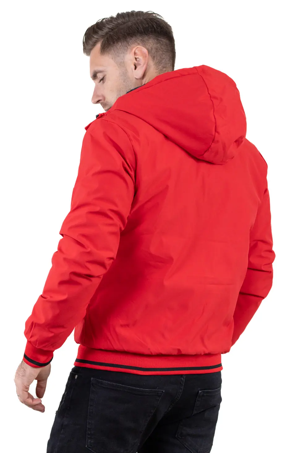 Geacă roșie bărbați cu glugă fixă [2]