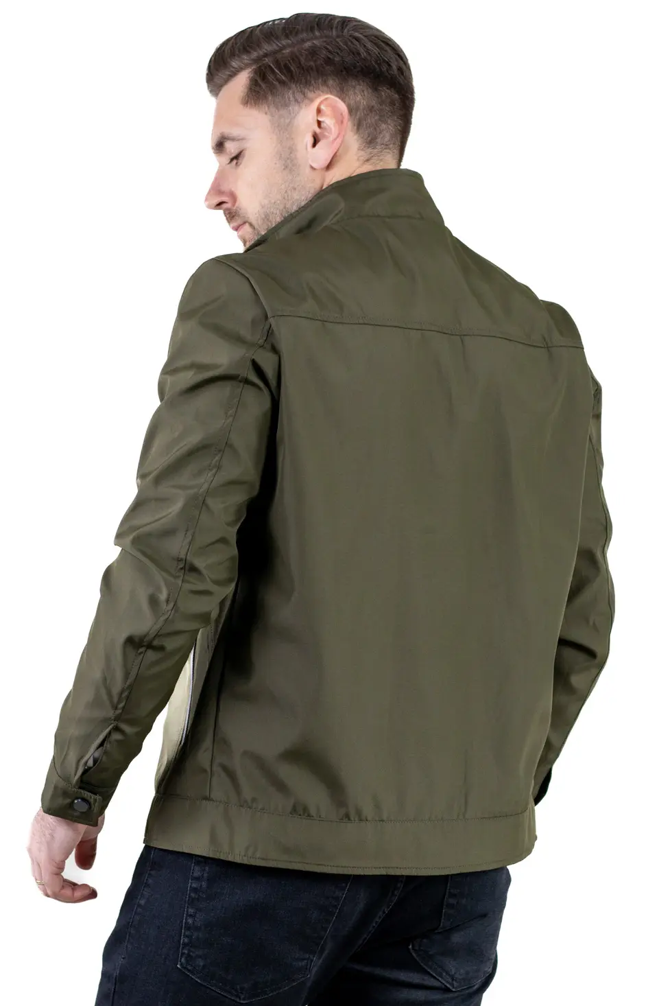 Geaca eleganta de primavara regular fit kaki [4]