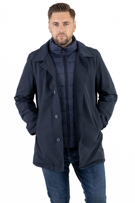 Geacă bleumarin elegantă premium pentru bărbați cu vestă integrată [3]