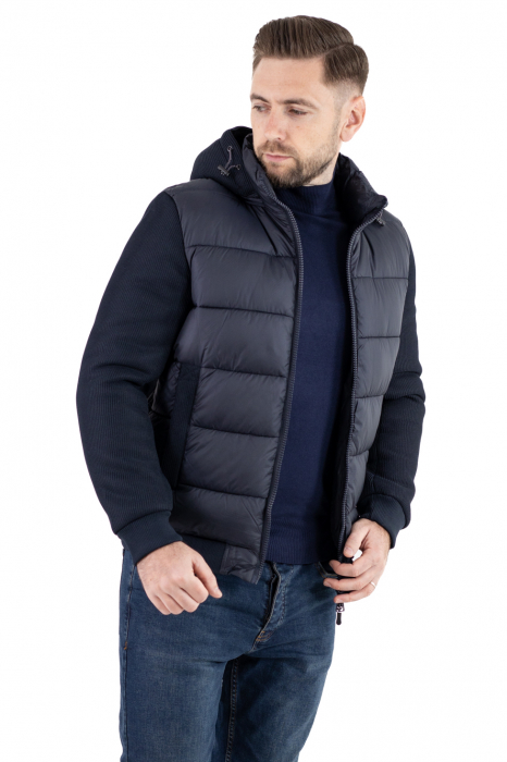 Geaca bleumarin groasă din fâș cu maneci din tricot [9]