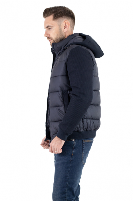 Geaca bleumarin groasă din fâș cu maneci din tricot [8]