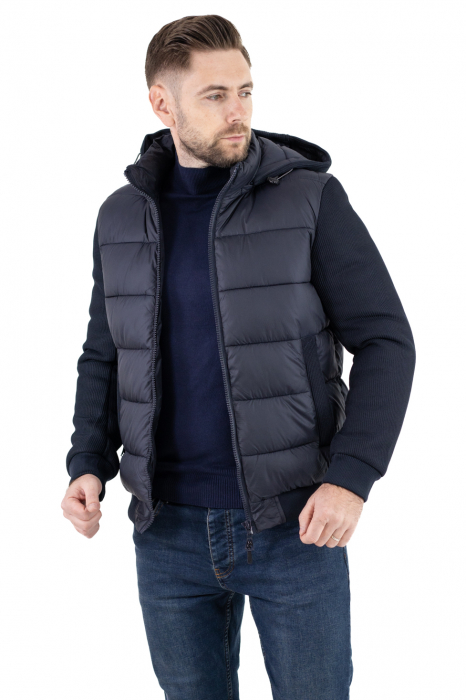 Geaca bleumarin groasă din fâș cu maneci din tricot [11]