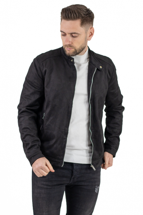 Geaca neagra piele intoarsa eco model drept [10]