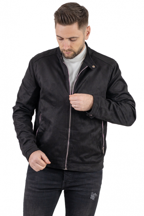 Geaca neagra piele intoarsa eco model drept [4]