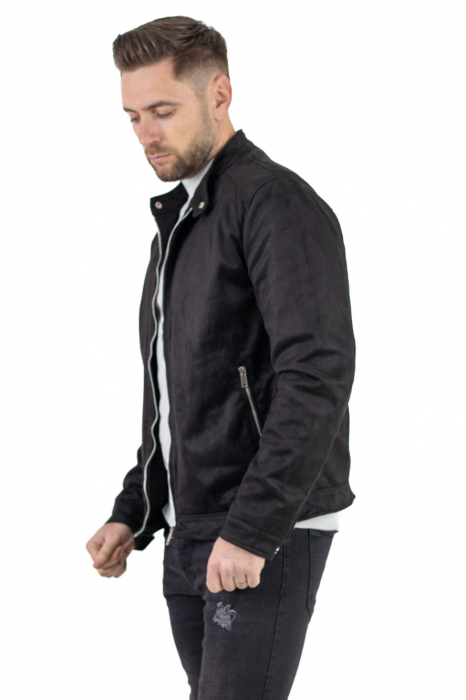 Geaca neagra piele intoarsa eco model drept [8]