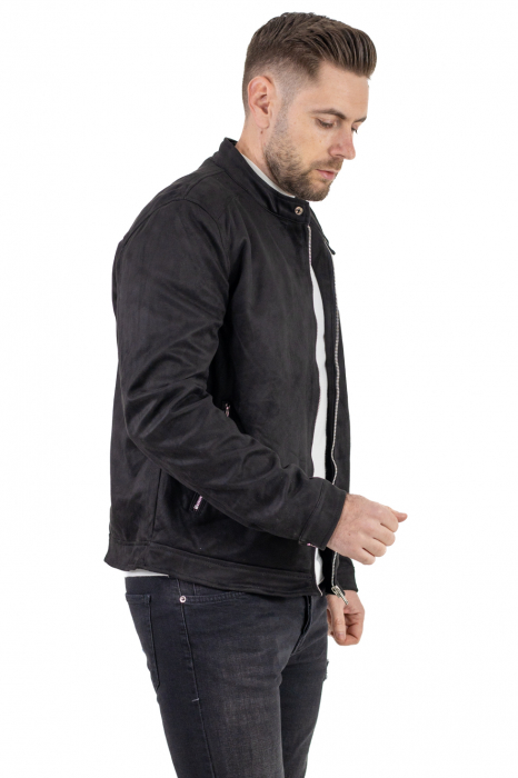 Geaca neagra piele intoarsa eco model drept [3]