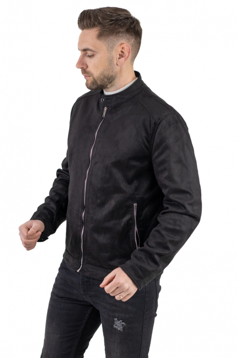 Geaca neagra piele intoarsa eco model drept [7]