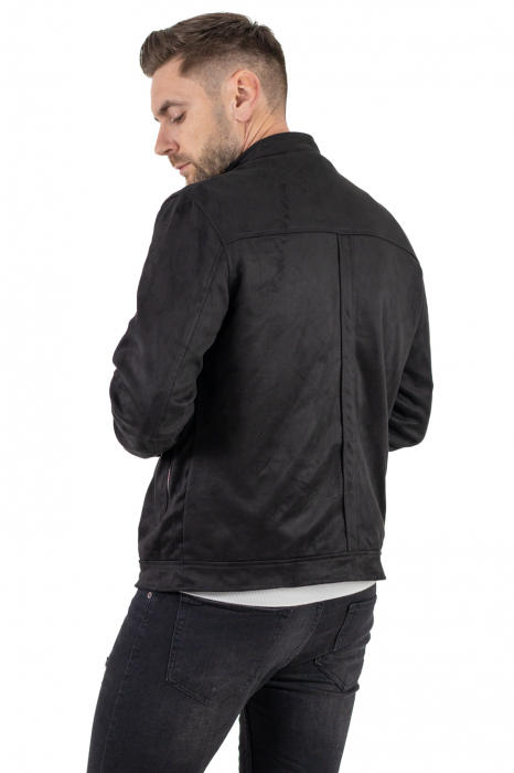 Geaca neagra piele intoarsa eco model drept [2]