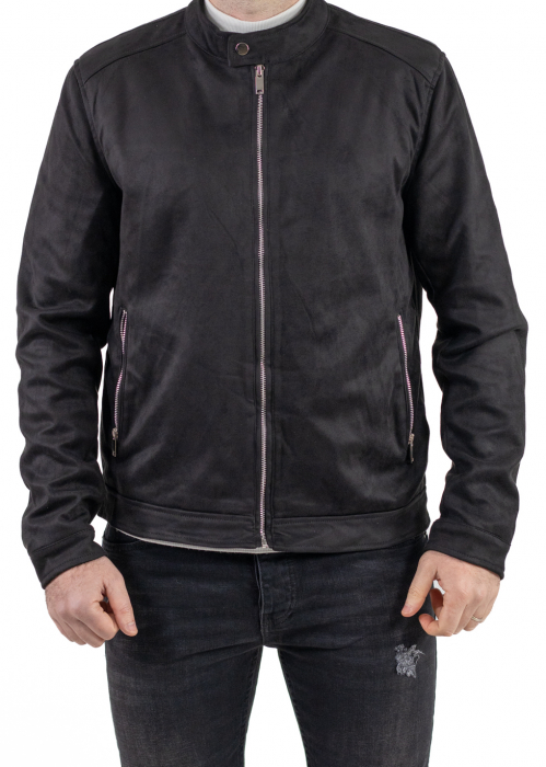 Geaca neagra piele intoarsa eco model drept [6]