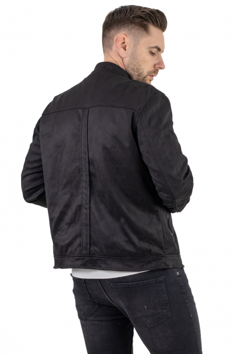 Geaca neagra piele intoarsa eco model drept [5]