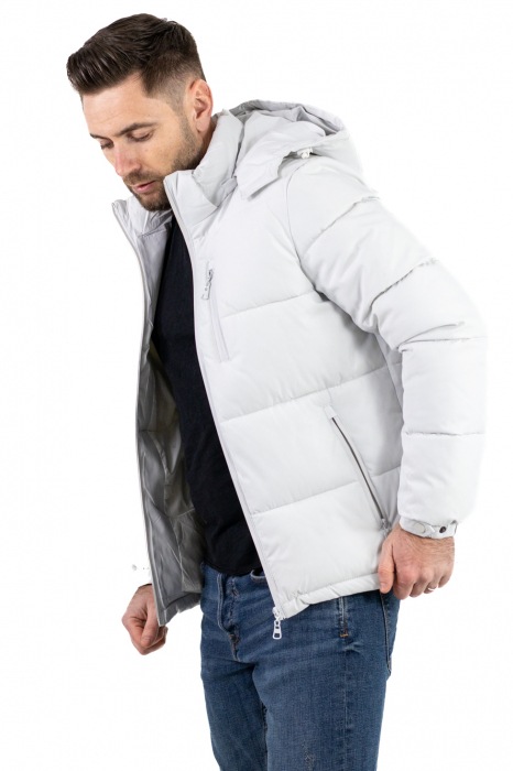 Geaca impermeabila de iarna cu gluga detasabila alb polar [3]