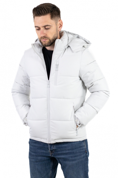 Geaca impermeabila de iarna cu gluga detasabila alb polar [6]