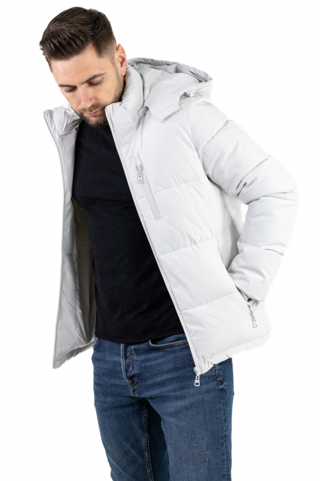 Geaca impermeabila de iarna cu gluga detasabila alb polar [8]