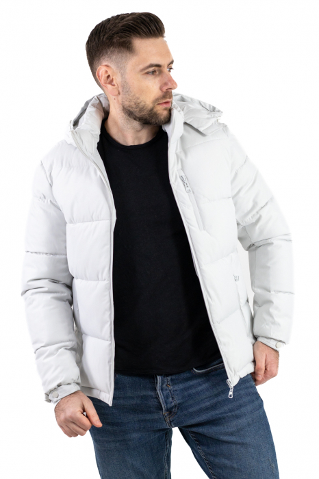 Geaca impermeabila de iarna cu gluga detasabila alb polar [7]