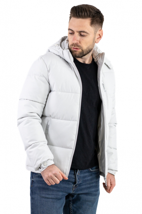 Geaca impermeabila de iarna cu gluga detasabila alb polar [4]