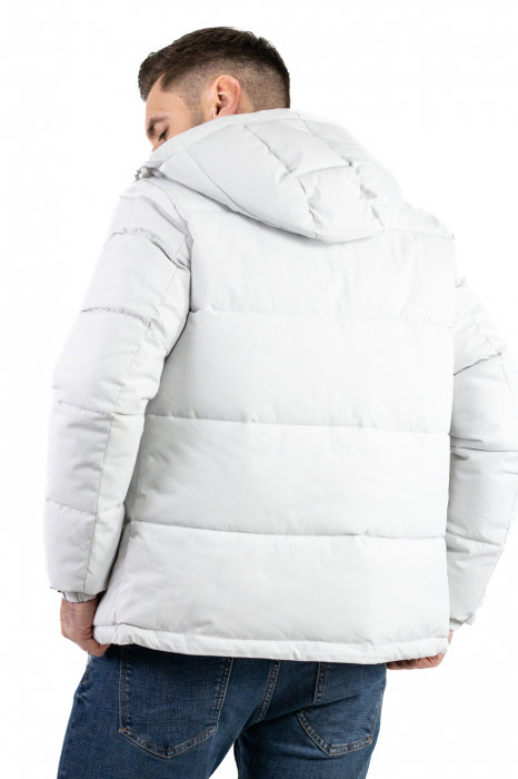 Geaca impermeabila de iarna cu gluga detasabila alb polar [5]