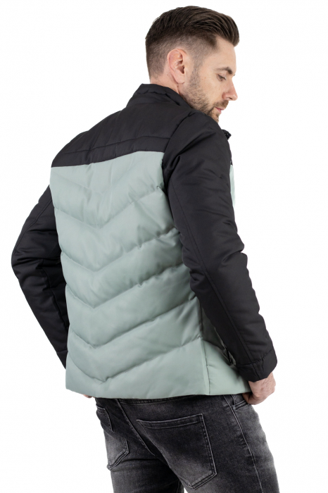 Geaca matlasata impermeabila negru cu verde aqua [6]