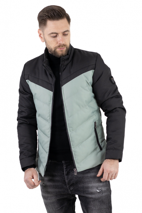 Geaca matlasata impermeabila negru cu verde aqua [12]