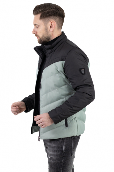 Geaca matlasata impermeabila negru cu verde aqua [3]