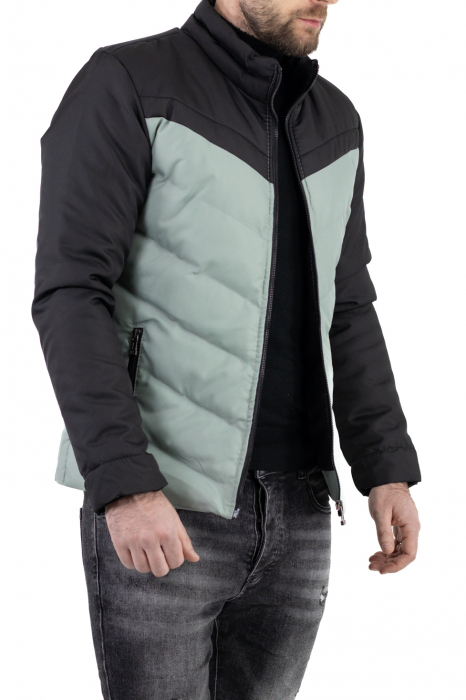 Geaca matlasata impermeabila negru cu verde aqua [8]