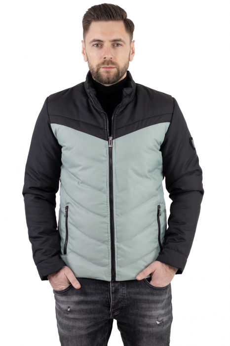 Geaca matlasata impermeabila negru cu verde aqua [7]
