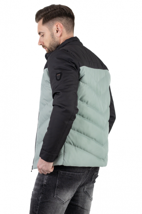 Geaca matlasata impermeabila negru cu verde aqua [4]