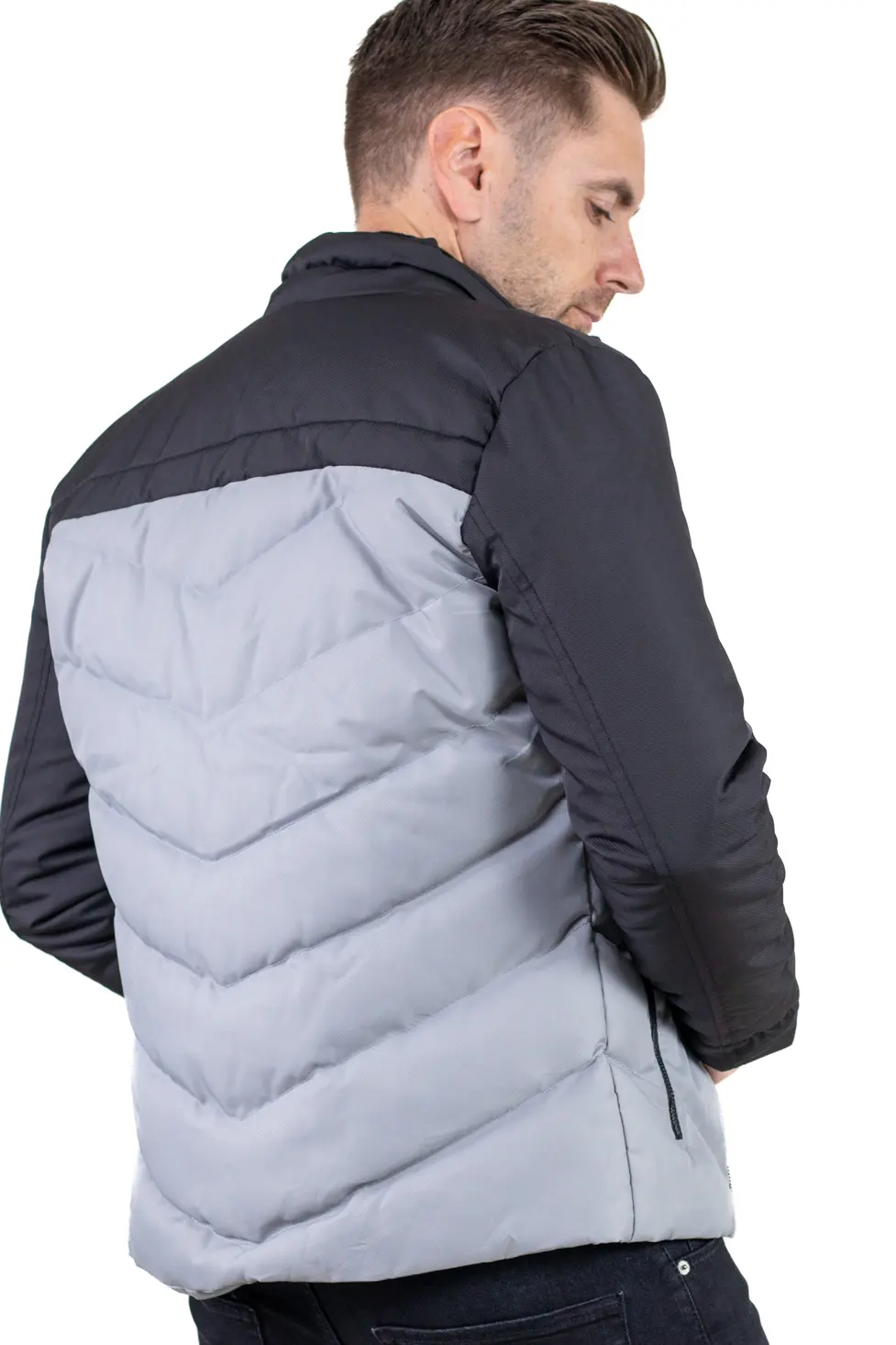 Geaca matlasata impermeabila negru cu gri [7]