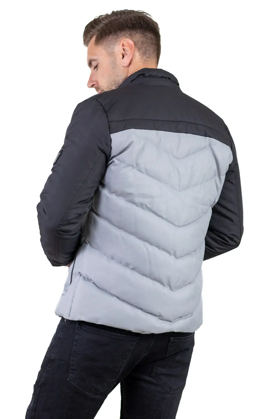 Geaca matlasata impermeabila negru cu gri [6]